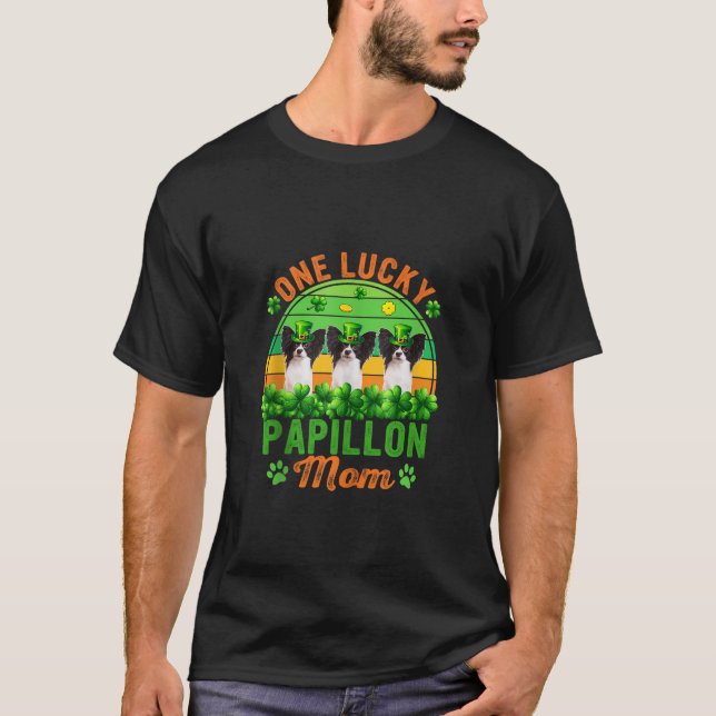 Camiseta Una afortunada papillon Mom St Patrick Day Three C (Anverso)