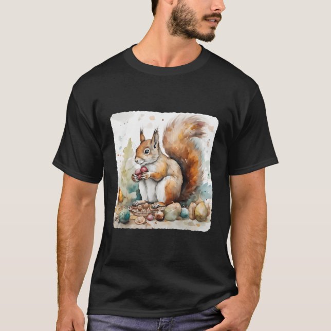 Camiseta Una Ardilla Con Una Colección De Nueces Naturales  (Anverso)
