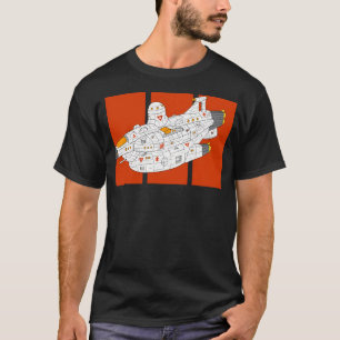 Camiseta Una ballena espacial. Barco Espacial Blanco Y Rojo