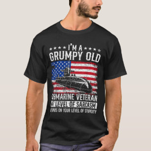 Camiseta Una bandera de veterano gruñón de submarino vetera
