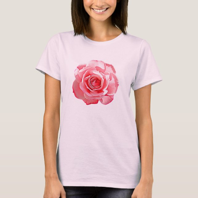 Camiseta Una bella rosa rosa. (Anverso)