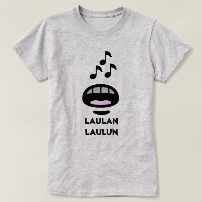 Camiseta Una boca, notas y texto Laulan laulun (Diseño del anverso)