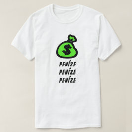 Camiseta una bolsa de dinero y dinero en checo
