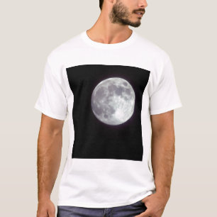 Camiseta Una brillante luna llena en un cielo nocturno negr