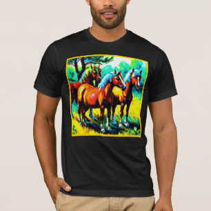 Camiseta Una brillante y alegre obra de arte de caballos. ¡