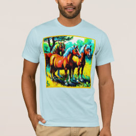 Camiseta Una brillante y alegre obra de arte de caballos. ¡