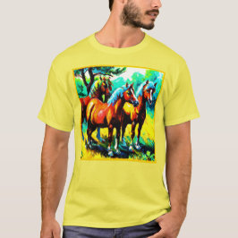 Camiseta Una brillante y alegre obra de arte de caballos. ¡