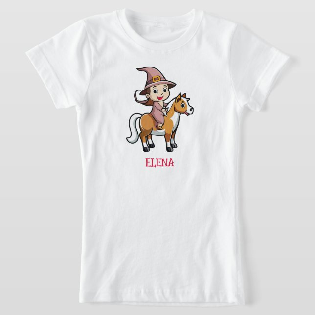 Camiseta Una bruja chiflada montando un caballo (Distribución)