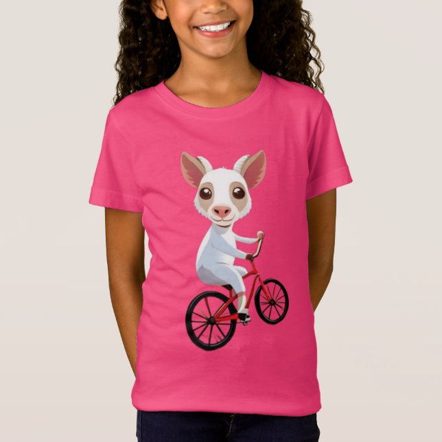 Camiseta Una cabra blanca en una bicicleta (Anverso)