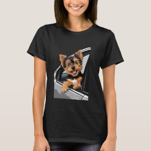 Camiseta Una Cachorra Terrier De Yorkshire Se Despeja De Un