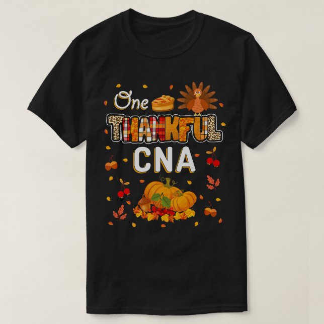 Camiseta Una caída agradecida de CNA deja otoño a CNA Thank (Diseño del anverso)