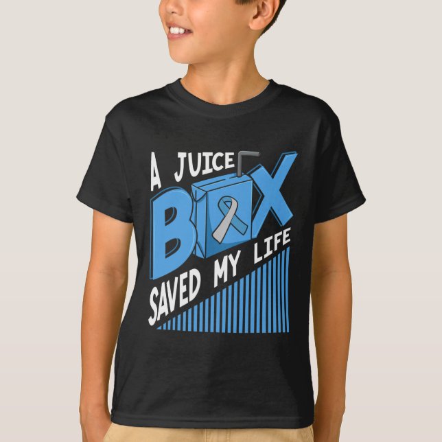 Camiseta Una caja de jugo salvó mi vida Diabetes Dm Blue Aw (Anverso)