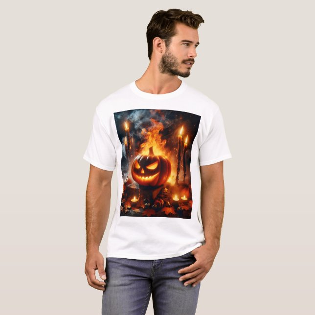 Camiseta una calabaza con una calabaza que dice halloween (Anverso completo)