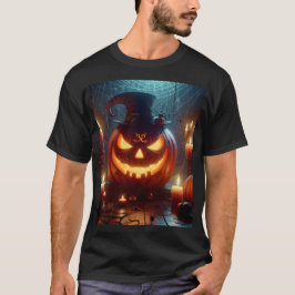 Camiseta una calabaza de halloween usa al gorra con velas