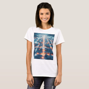 Camiseta una calle de ciudad con una luz brillante en medio