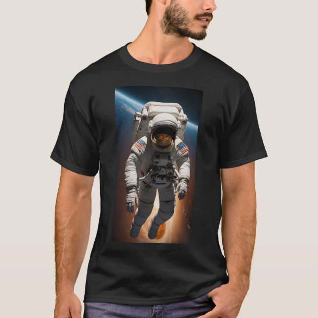 Camiseta Una caminata espacial con la Tierra por debajo (Anverso)