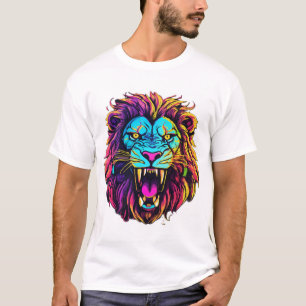Camiseta una cara de león enojada con una serpiente a su al