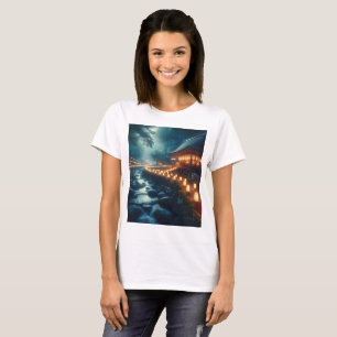 Camiseta una casa iluminada con luces encima