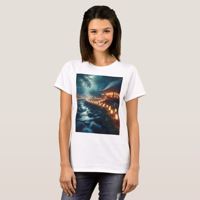 Camiseta una casa iluminada con luces encima (Anverso completo)