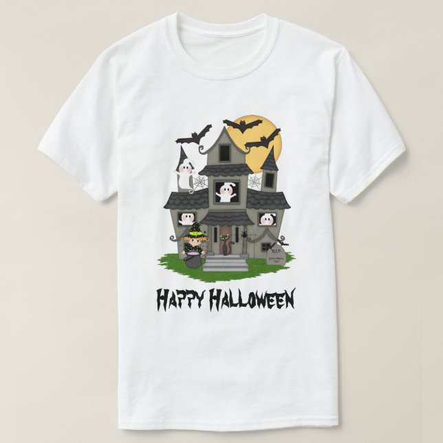 Camiseta Una casa y una pequeña bruja adorada por la Hallow (Diseño del anverso)