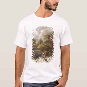 Camiseta Una cascada en un paisaje rocoso, c.1660-70
