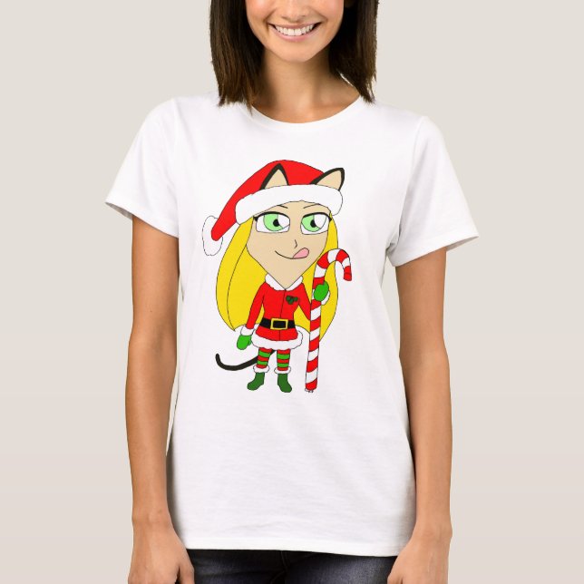 Camiseta una chica chibi Navidad (Anverso)