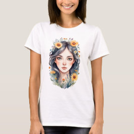 Camiseta Una chica con flores en el pelo