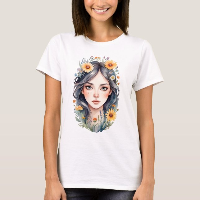 Camiseta Una chica con flores en el pelo (Anverso)