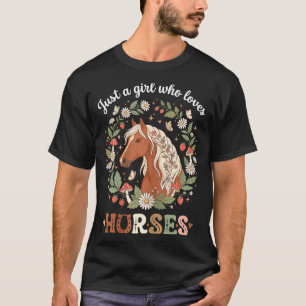 Camiseta Una chica que ama caballos lindo floral ecuestre