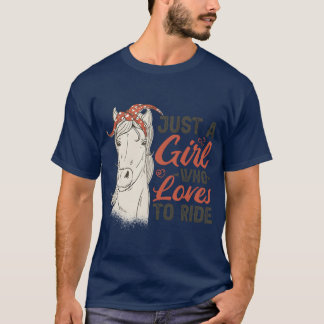 Camiseta Una Chica que ama el caballo de caballos montando