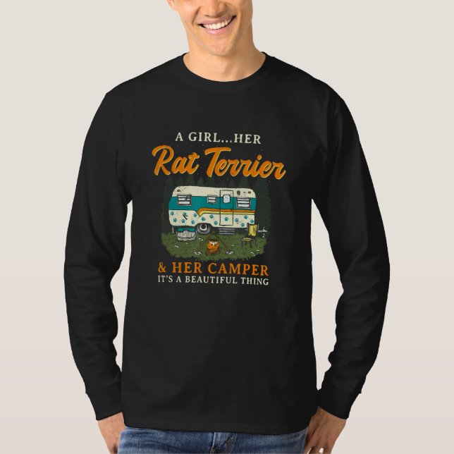 Camiseta Una Chica Su Rat Terrier Y Su Camper Rattie Campi (Anverso)