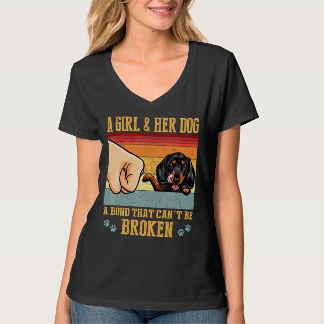 Camiseta Una chica y su Dachshund Doxie (Anverso)