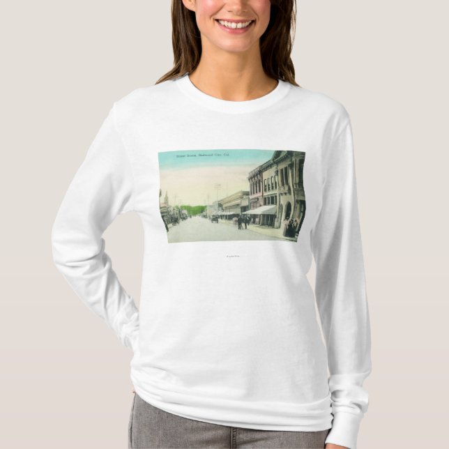 Camiseta Una ciudad de SceneRedwood de la calle, CA (Anverso)