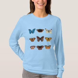 Camiseta Una colección de nueve mariposas