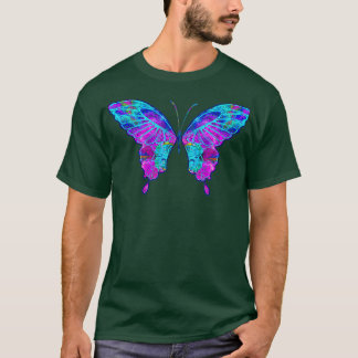 Camiseta Una colorida mariposa psicodélica fractal