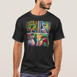 Camiseta Una diseño con 4 aves