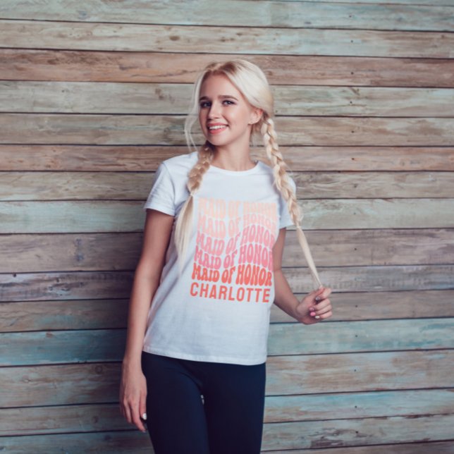 Camiseta Una doncella de honor Rosa moderno jovencita retro (Subido por el creador)