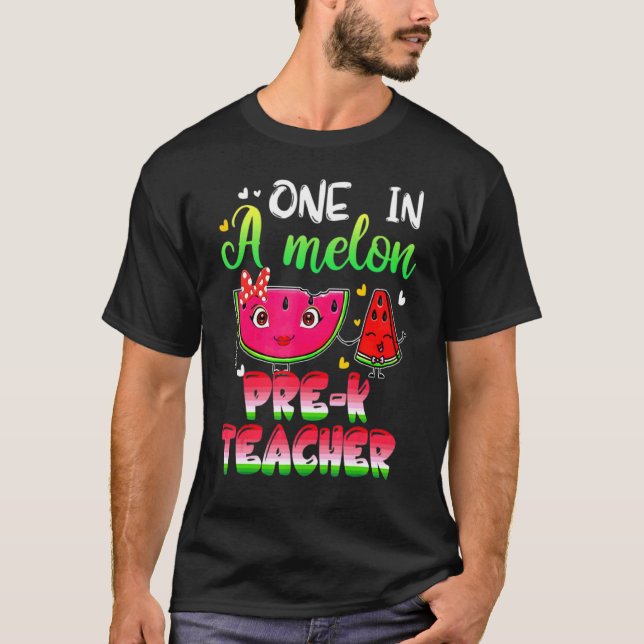 Camiseta Una en melón de agua para profesores pre-K (Anverso)