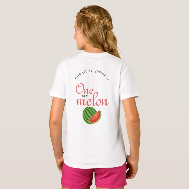Camiseta Una en un melón Fiesta de cumpleaños de Melón (Reverso completo)