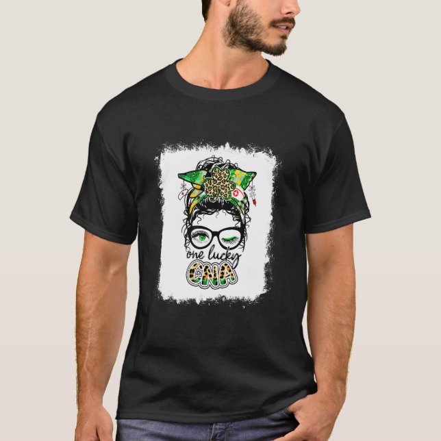 Camiseta Una Enfermera Afortunada Bun Shamrock S (Anverso)