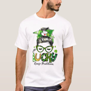 Camiseta Una enfermera afortunada practicante Messy Bun St