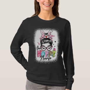 Camiseta Una enfermera amapola Messy Bun Hair Bunny Ear Ea