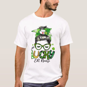Camiseta Una enfermera de emergencia afortunada, Messy Bun