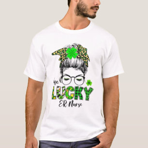 Camiseta Una enfermera de emergencia afortunada, Messy Bun