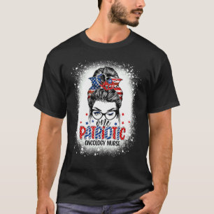 Camiseta Una Enfermera De Oncología Patriótica Messy Bun 4