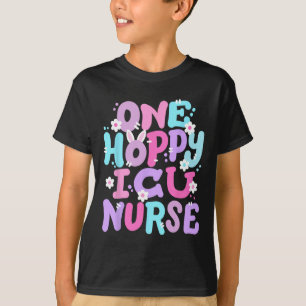 Camiseta Una Enfermera Icu Retro Groovy feliz Bunn de Pascu