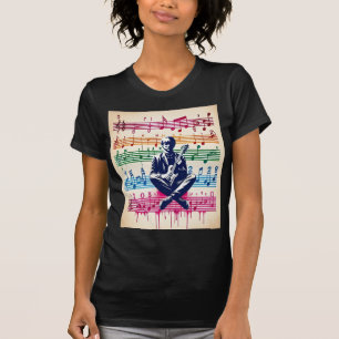 Camiseta una escala diatónica con notaciones musicales