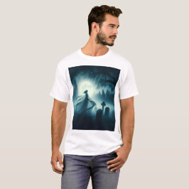 Camiseta una escena aterradora de una mujer fantasma en un