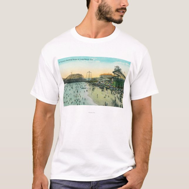 Camiseta Una escena de baño típica en la playa (Anverso)