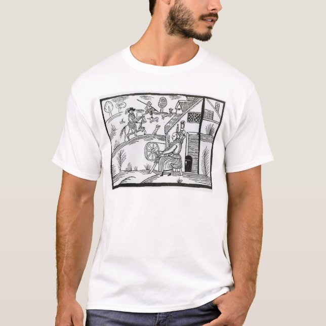 Camiseta Una escena del país con un giro de la mujer (Anverso)